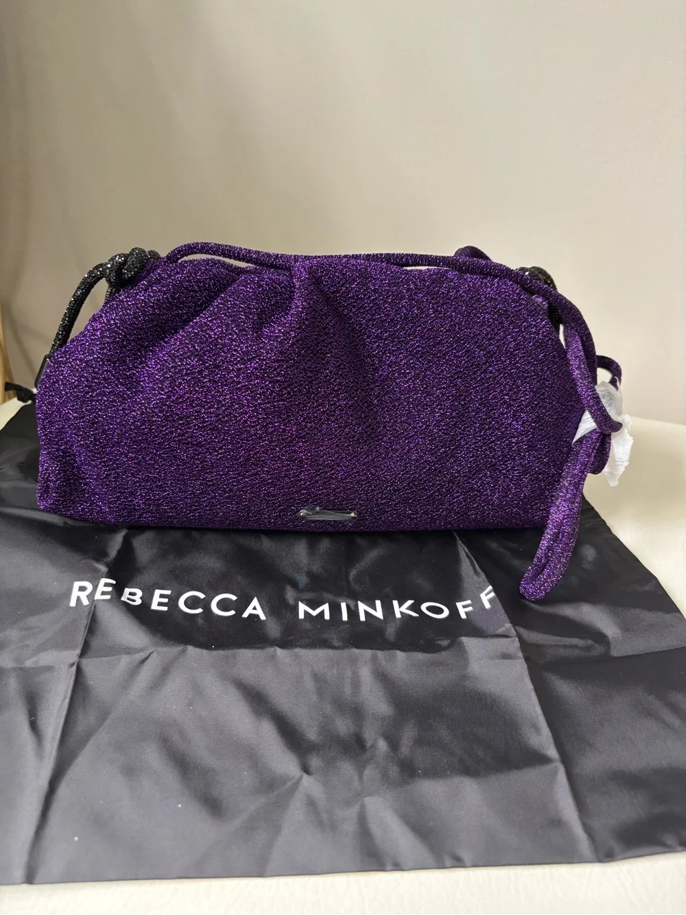 Rebecca Minkoff Sparkling Purple Drawstring Clutch